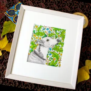 Original Art - Floral Greyhound (Framed)