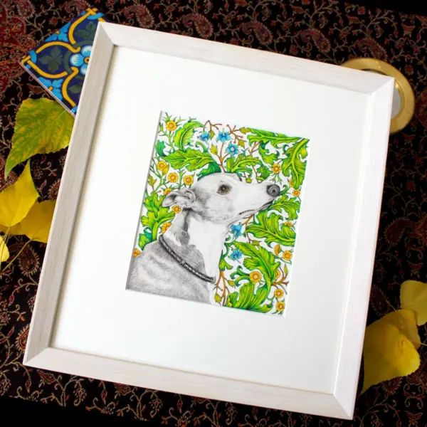 Original Art - Floral Greyhound (Framed)