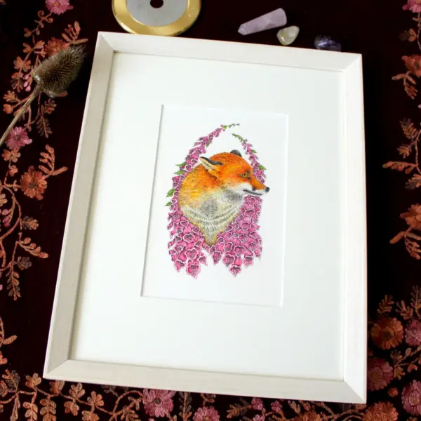 Original Art - Fox in Foxgloves (Framed)